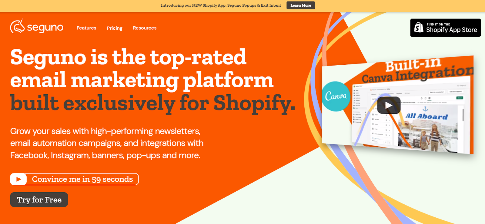 Screenshot of Seguno.com’s landing page